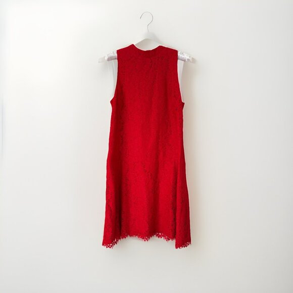 Ann Taylor LOFT Size 8 Red Lace Fit and Flare Sleeveless Dress Valentines - Picture 1 of 9